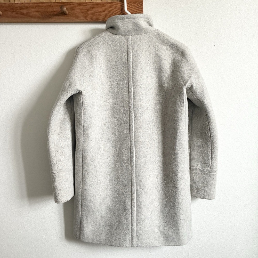 J Crew Factory City Coat Wool Blend Mid Length Zip Up Gray Womens Petite 2 XS - Picture 5 of 8